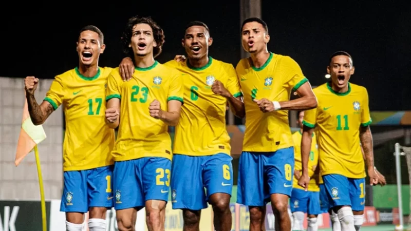 Matheus Nascimento marcou dois gols na vitória do Brasil contra o Paraguai (Pedro Vale/CBF)