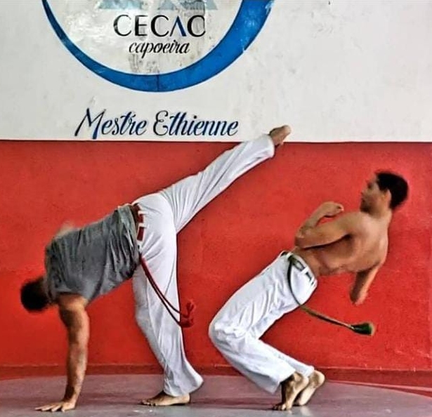 Mestre Ethienne Dias e seu filho Pedro Henrique Dias, na CECAC. Foto: Foto: Arquivo Pessoal