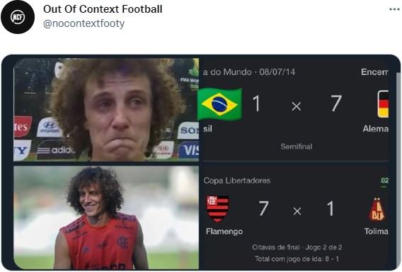David Luiz volta a virar meme após goleada histórica de 7 a 1 do Fla